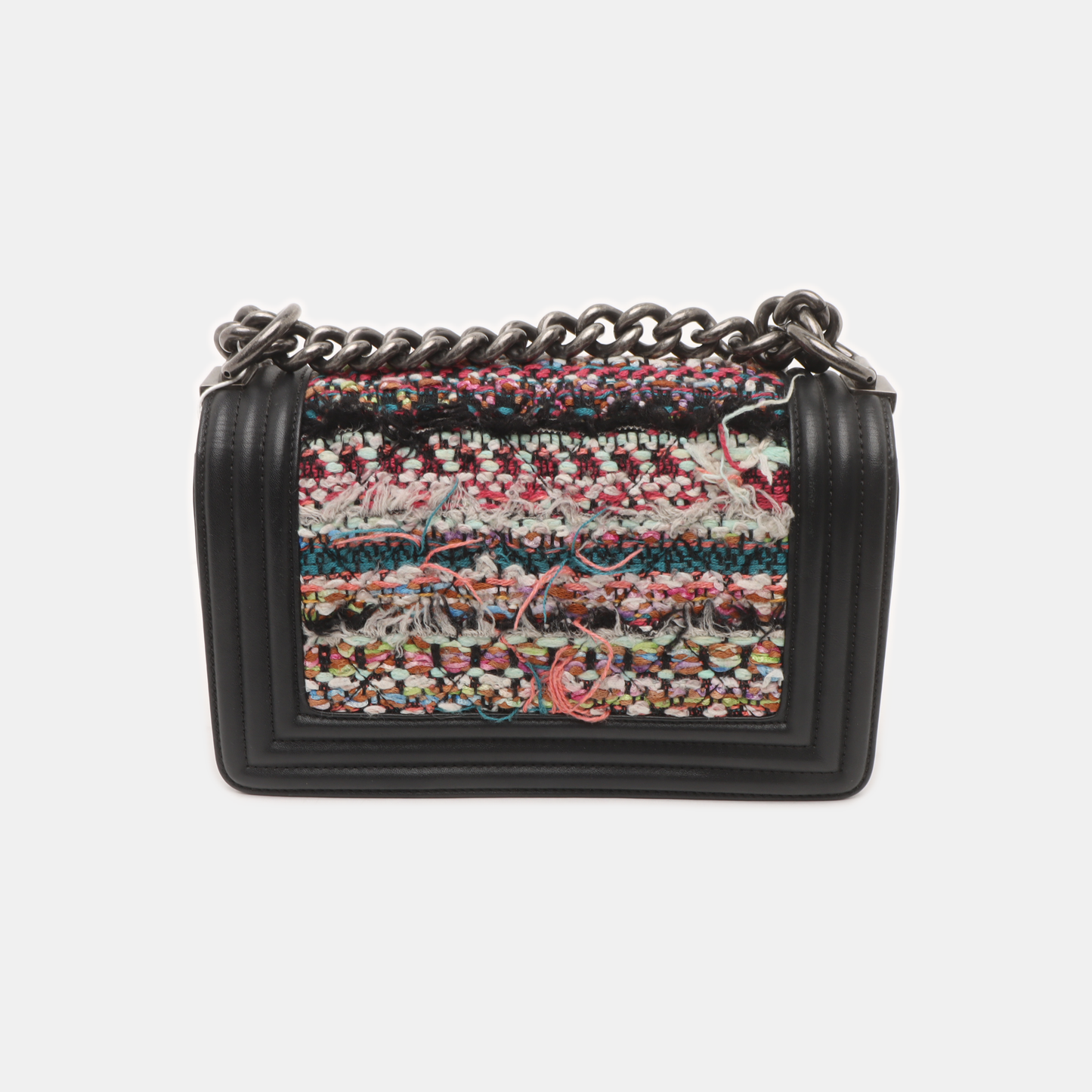 CHANEL BOY CHANEL Small Multicolor Embossed Leather Shoulder Bag Crossbody Palladium Hardware 20 Clasp Removable Strap-(SKU)-931095123