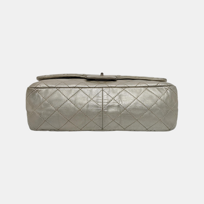 CHANEL 2.55 Silver Sheepskin Quilted Crossbody Shoulder Bag Silver Hardware 12 Flap-(SKU)-941216566