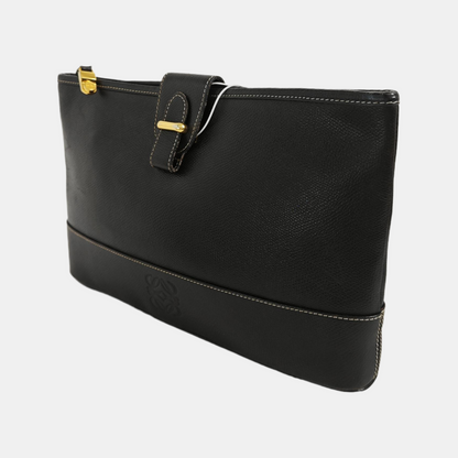 LOEWE Black Cowhide Clutch Golden hardware-(SKU)-941331877