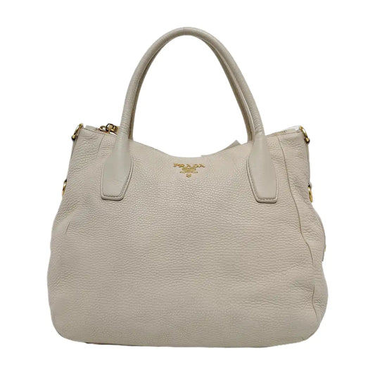 PRADA Tote bag White Cowhide Single Shoulder Handbag Crossbody Bag Golden hardware Removable shoulder strap-(SKU)-942033423