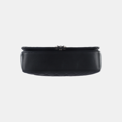 CHANEL COCO BOY Black Quilted Calfskin Leather Crossbody Shoulder Bag Palladium Hardware 20 Clasp-(SKU)-14466373