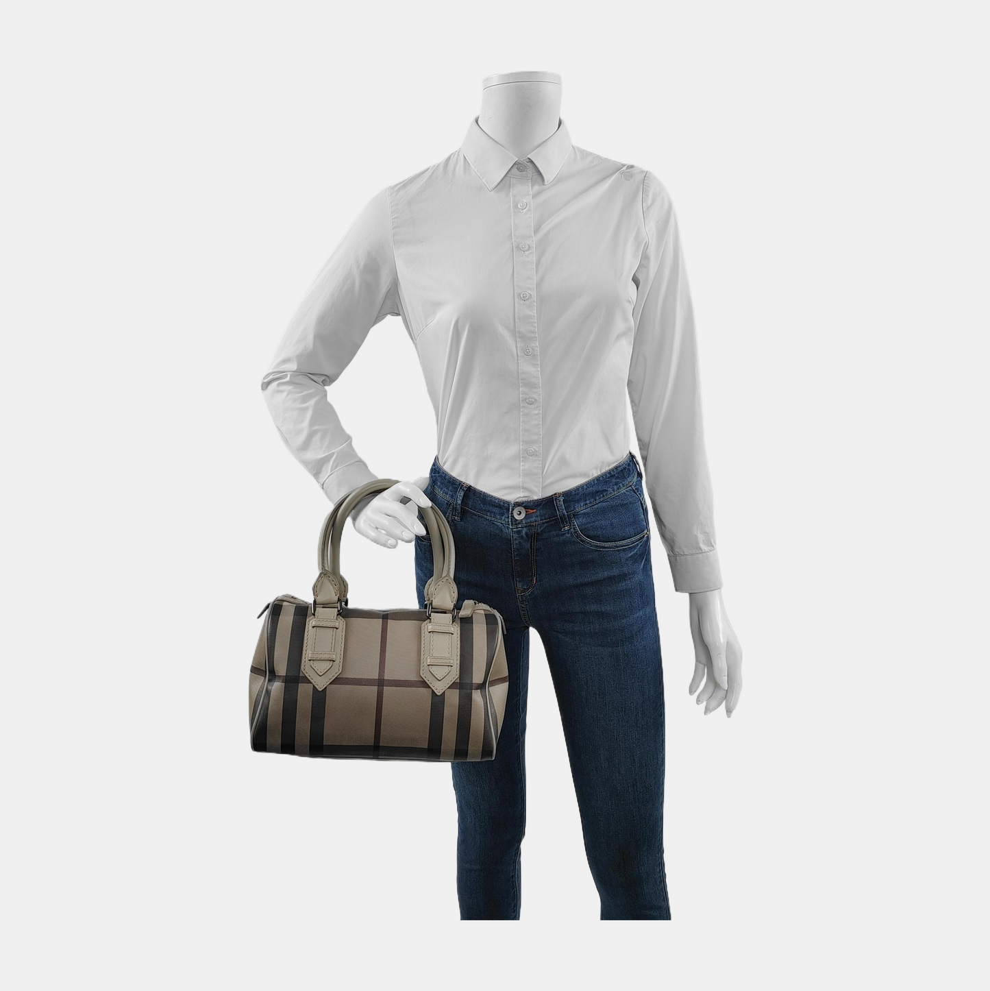 BURBERRY Gray coated canvas handbag, crossbody bag Silver Hardware-(SKU)-945698087