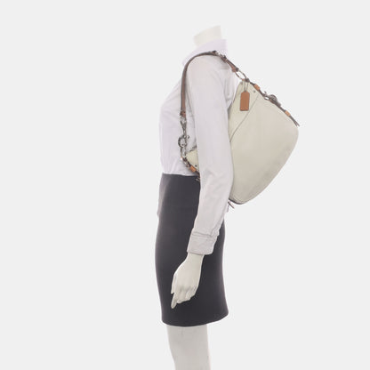 COACH White Leather Single Shoulder Bag Handbag Silver Hardware-(SKU)-935403278