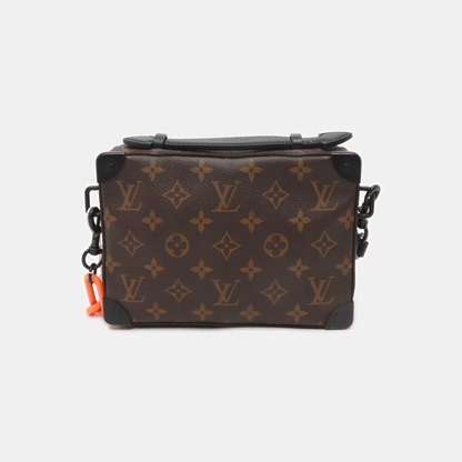 LOUIS VUITTON SOFT TRUNK Brown Coated Canvas Monogram Handbag Crossbody Shoulder Bag Black Hardware-(SKU)-14509670