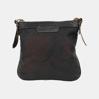 LOEWE Black Canvas Single Shoulder Bag Crossbody Bag Silver Hardware-(SKU)-943657532