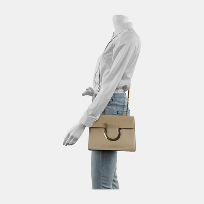 FERRAGAMO Thalia Khaki Calf Leather Crossbody Shoulder Bag Golden hardware Removable shoulder strap-(SKU)-943501059