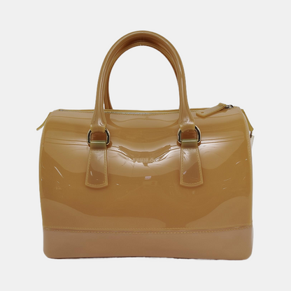 FURLA Candy Large size Brown special material handbag Golden hardware-(SKU)-944064333