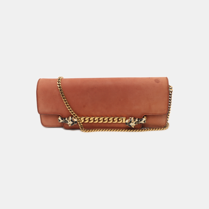 GUCCI Brick Red Cowhide Crossbody Bag Golden hardware Removable shoulder strap-(SKU)-935412398