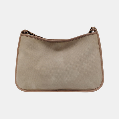 FENDI 米色帆布双F提花斜挎包Handheld包Shoulder Bag Golden hardware-(SKU)-945606964