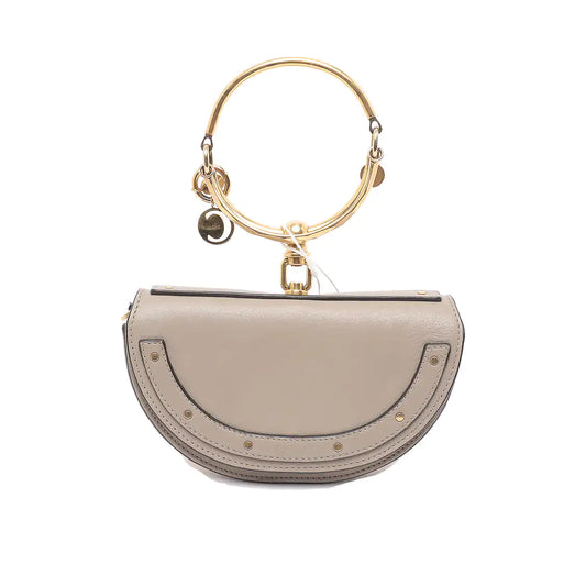 Chloé Nile Gray cowhide crossbody shoulder bag handbag Golden hardware Removable shoulder strap-(SKU)-928919130