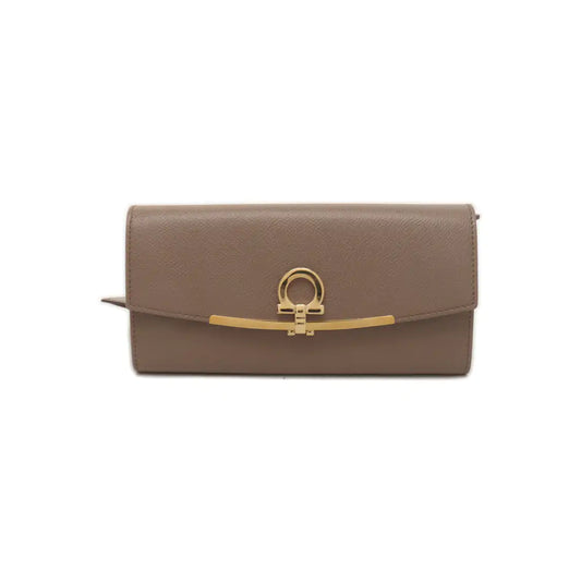 FERRAGAMO Gancini Gray Cowhide Wallet Sub-bag-(SKU)-938663979