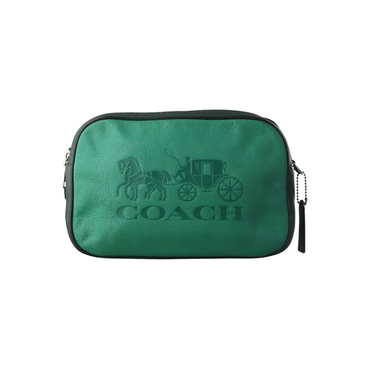 COACH Camera Bag Green Leather Printed Carriage Crossbody Shoulder Bag Handbag Silver Hardware Removable shoulder strap-(SKU)-935012014