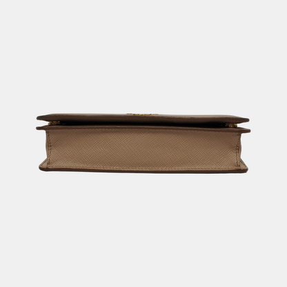 PRADA Khaki Calfskin Crossgrain Crossbody Bag Single Shoulder Bag Golden hardware Removable shoulder strap-(SKU)-941086582