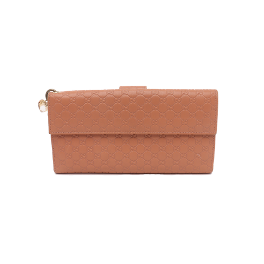 GUCCI Nude Pink Cowhide Monogram Embossed Wallet Golden hardware-(SKU)-933631362