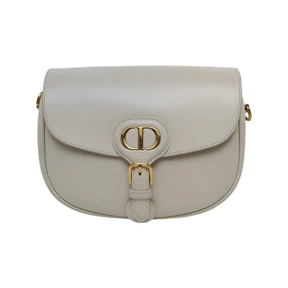DIOR Bobby Medium Size White Calfskin Shoulder Bag Handbag Golden Hardware Detachable Shoulder Strap-(SKU)-940890258