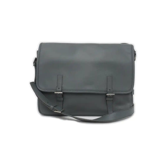 PRADA Dark Grey Cowhide Crosshatch shoulder bag Silver Hardware-(SKU)-938485965