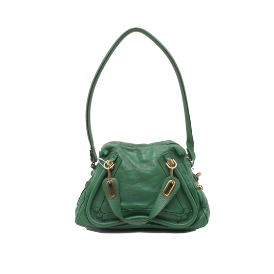 Chloé Paraty Medium size Green Leather Single Shoulder Bag Golden hardware Removable shoulder strap-(SKU)-14336695