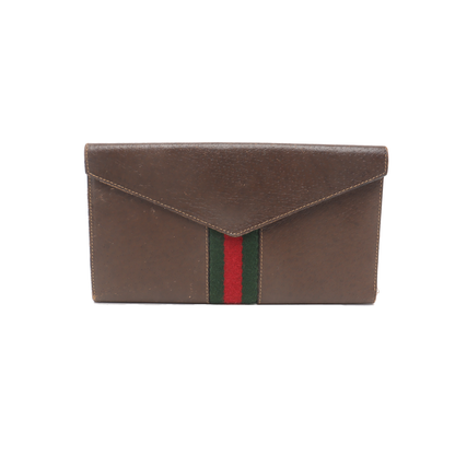GUCCI Brown Leather Striped Strap Handbag Golden hardware-(SKU)-937184977