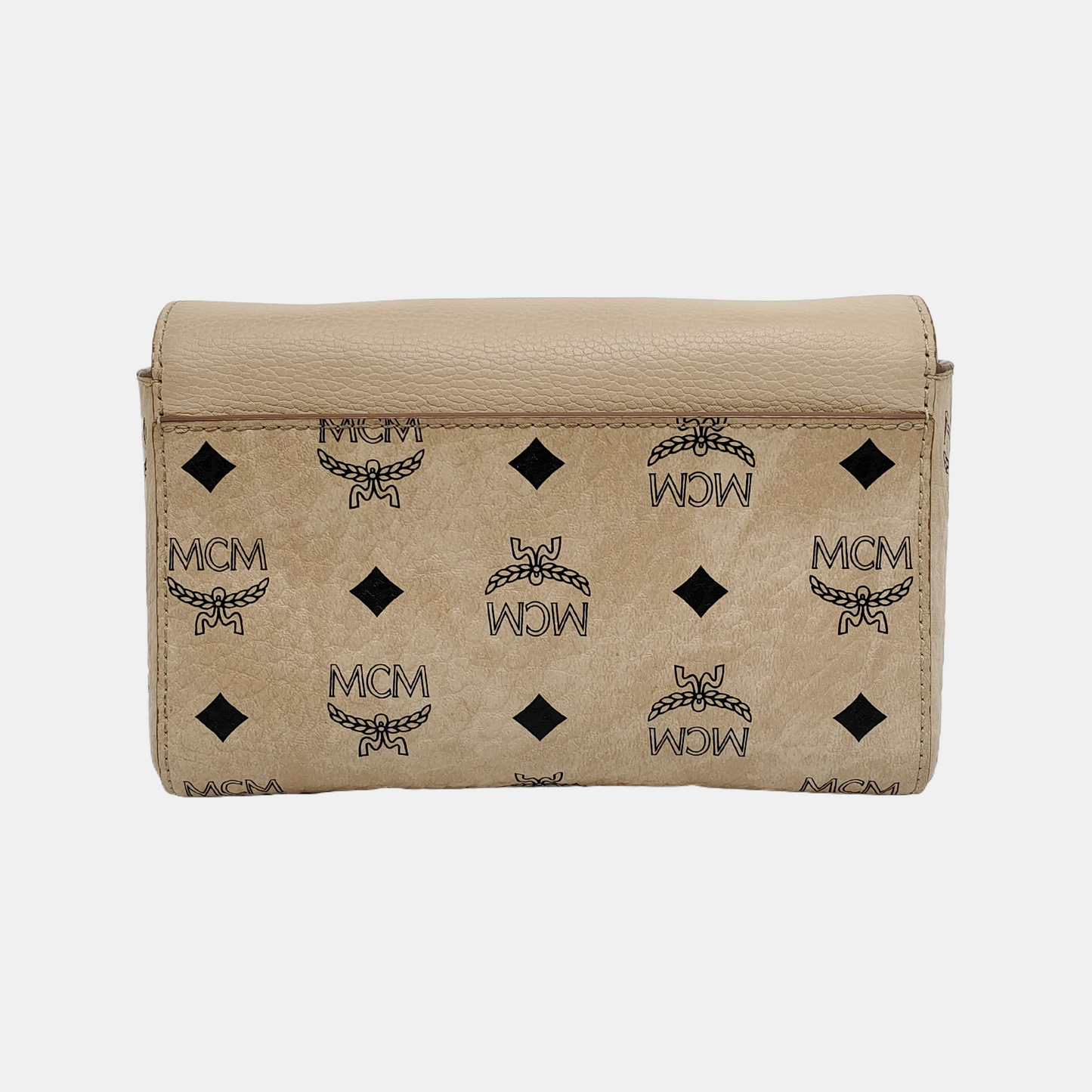 MCM MILLIE  Khaki coated canvas monogram laurel buckle shoulder bag/crossbody bag Golden hardware Removable shoulder strap-(SKU)-942977420