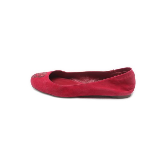 Alexander McQUEEN 37code Autumn Winter Red Suede Leather Women's Low Heel Low Top Dress Shoes-(SKU)-939056143