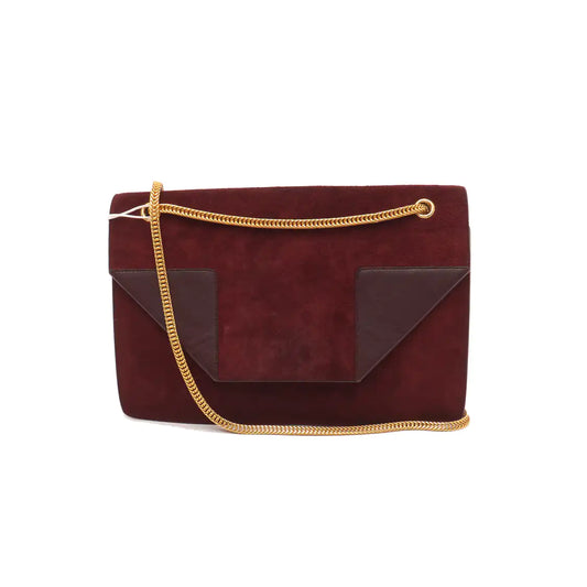 YSL VINTAGE BETTY Burgundy suede leather single shoulder bag crossbody bag Golden hardware-(SKU)-14285934
