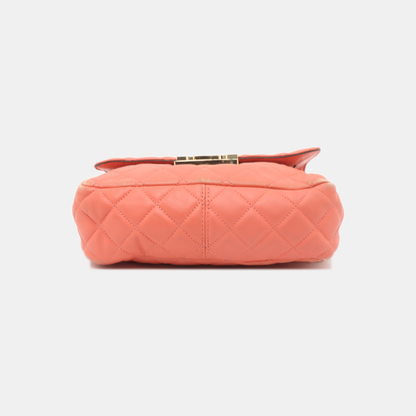 MICHAEL KORS Sloan Orange-pink cowhide quilted crossbody bag/shoulder bag/handbag Golden hardware-(SKU)-932342596