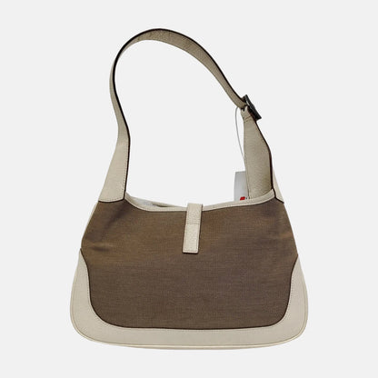 GUCCI Jackie 1961 Khaki Canvas Buckle Single Shoulder Handbag Crossbody Tote Silver Hardware-(SKU)-945694459