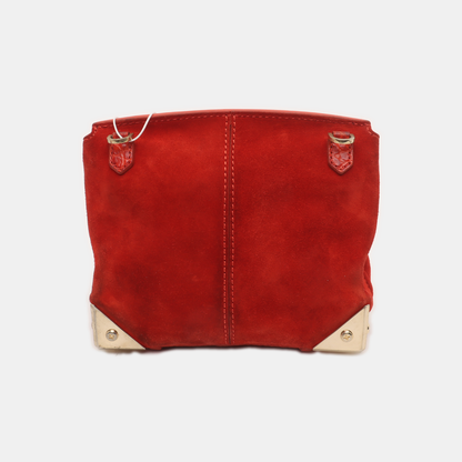 Alexander Wang Marion Orange-red suede rivet crocodile-pattern shoulder bag/crossbody bag Golden hardware Removable shoulder strap-(SKU)-928445182