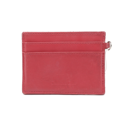 DIOR Lady Dior Red Lamb Leather Quilted Card Case Silver Hardware-(SKU)-938015622