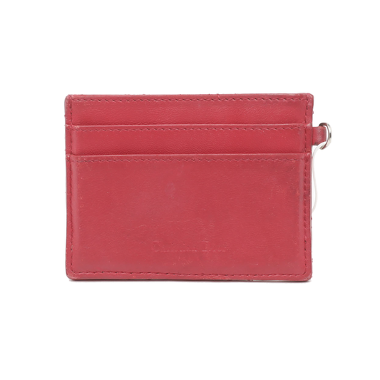 DIOR Lady Dior Red Lamb Leather Quilted Card Case Silver Hardware-(SKU)-938015622