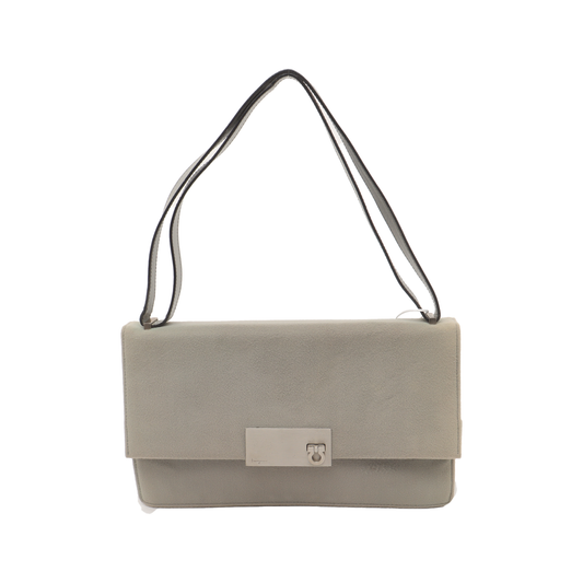 FERRAGAMO Gray Fabric Shoulder Bag Silver Hardware-(SKU)-939066983