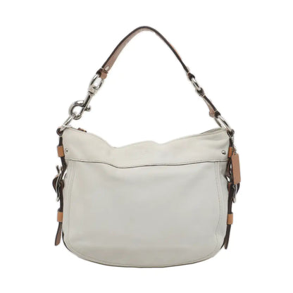 COACH White Leather Single Shoulder Bag Handbag Silver Hardware-(SKU)-935403278