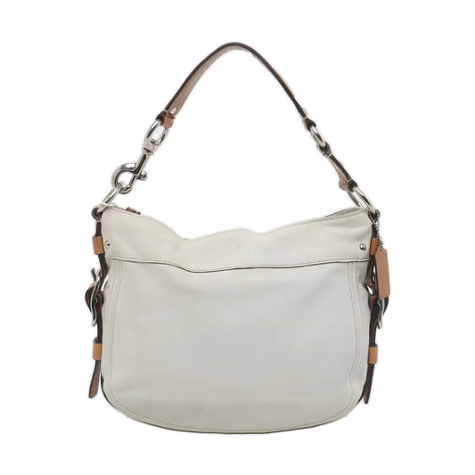 COACH White Leather Single Shoulder Bag Handbag Silver Hardware-(SKU)-935403278