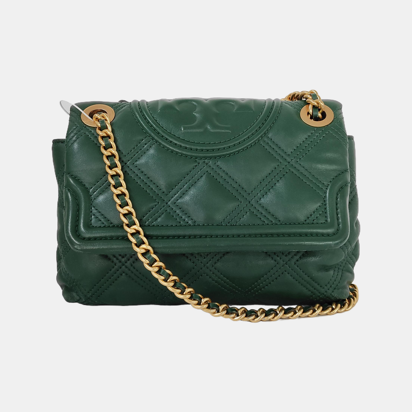 TORY BURCH Fleming Small size Dark Green Calfskin Quilted Crossbody Bag Single Shoulder Bag Golden hardware-(SKU)-942679197