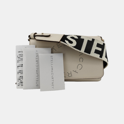 STELLA McCARTNEY Stella Logo White Leather Cutout Floral Crossbody Bag Single Shoulder Bag Golden hardware Removable shoulder strap-(SKU)-940252376
