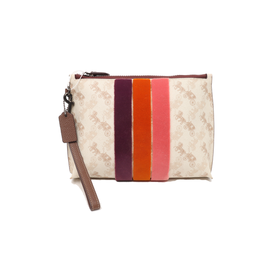 COACH White Coated Canvas Carriage Handbag Ruthenium color hardware-(SKU)-938171681