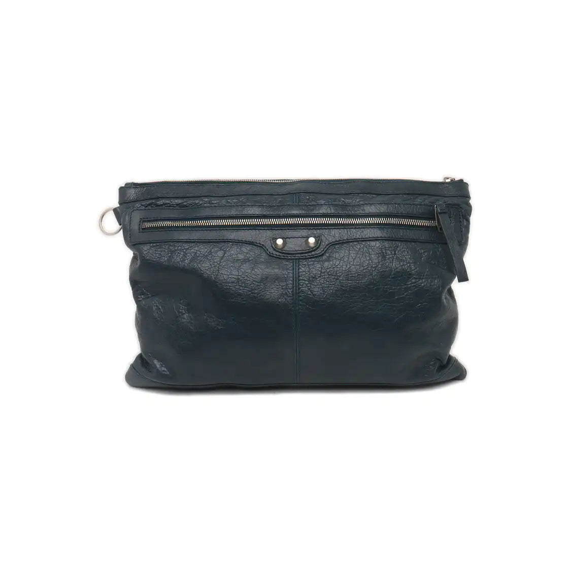BALENCIAGA Classic City Medium size Dark Blue Lamb Skin Biker Bag Handbag Silver Hardware-(SKU)-937439194