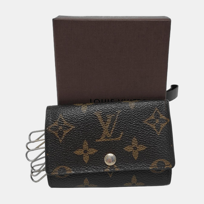 LOUIS VUITTON PORTE MONNAIE Brown Coated Canvas Monogram Key Bag Golden hardware-(SKU)-943902302