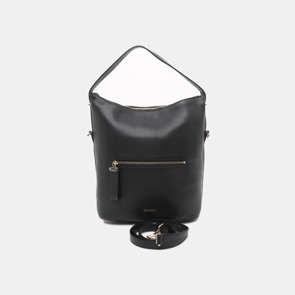 MODALU Bucket bag Black Leather Single Shoulder Bag Handbag Crossbody Golden hardware Removable shoulder strap-(SKU)-14487317
