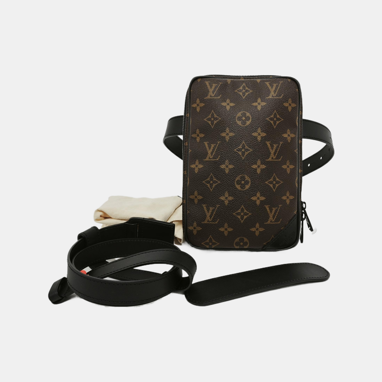 LOUIS VUITTON UTILITY SIDE Brown Coated Canvas Monogram Vernis Camera Bag Fanny Pack Crossbody Bag Shoulder Bag Adjustable Strap Black Hardware 2 Removable Shoulder Straps-(SKU)-945801614