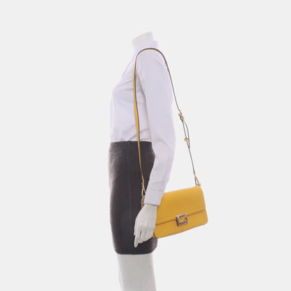 MICHAEL KORS Yellow Leather Shoulder Bag Tote Golden hardware shoulder straps-(SKU)-14044743