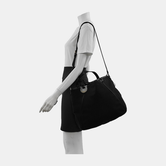 FERRAGAMO Tote bag Black Fabric Single Shoulder Bag Handbag Silver Hardware-(SKU)-942554388
