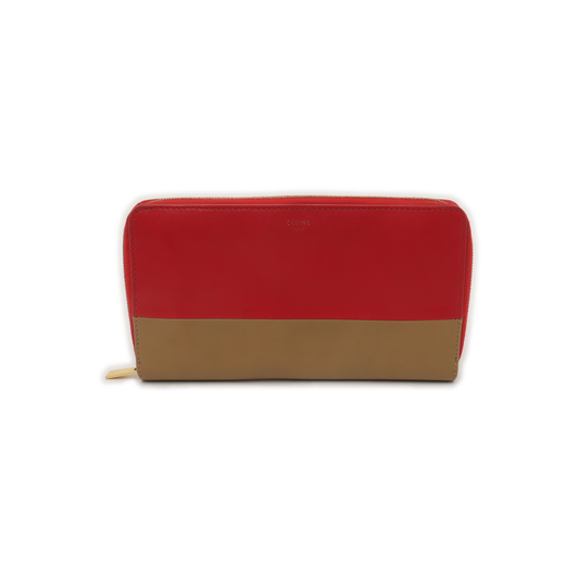 CELINE SOLO Red Leather Wallet Golden hardware-(SKU)-935679430