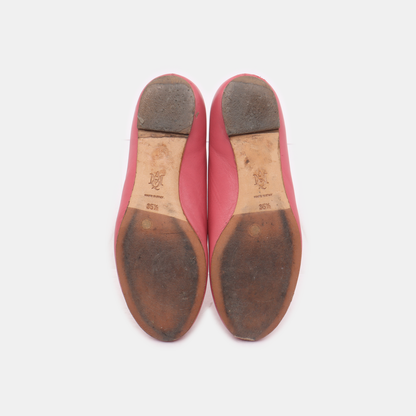 Alexander McQUEEN 35.5code Autumn Winter Pink Leather Women's Low Heel Dress Shoes-(SKU)-13692283
