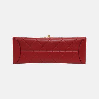 CHANEL TRENDY CC Red Calfskin Quilted Single Shoulder Bag Tote with Gold Hardware, 30 Clasp-(SKU)-946084069
