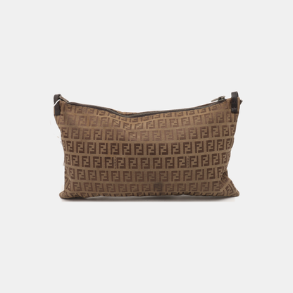 FENDI 棕色织物双F提花Single Shoulder Bag Crossbody Bag Ruthenium color hardware-(SKU)-933631285