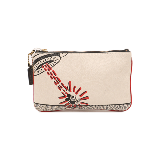 COACH Small size White Leather Printed Handbag Golden hardware-(SKU)-14243509