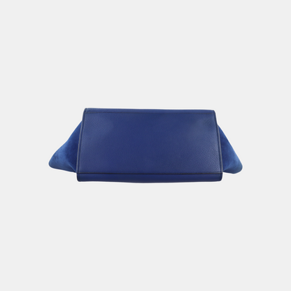 CELINE TRAPEZE Small size Blue Calfskin Swing Bag Single Shoulder Bag Handbag Golden hardware Removable shoulder strap-(SKU)-14291414
