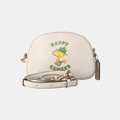 COACH White Leather Printed Single Shoulder Bag Crossbody Golden hardware Removable shoulder strap-(SKU)-933824945