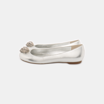 Alexander McQUEEN 36.5code Silver Leather Women's Low Heel Oxfords-(SKU)-14148185
